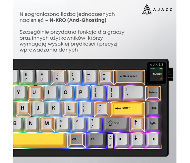Ajazz AK650 Dream Weaver Switch Black Gray Yellow RGB z ekanem - 1536355 - zdjęcie 15